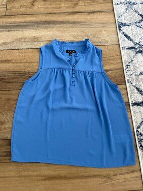 J Crew Blue Tank Top Blouse with Ruffles